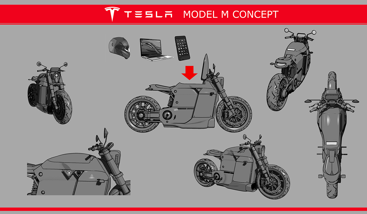 Modell M: Spanischer Designer entwirft Tesla-E-Motorrad