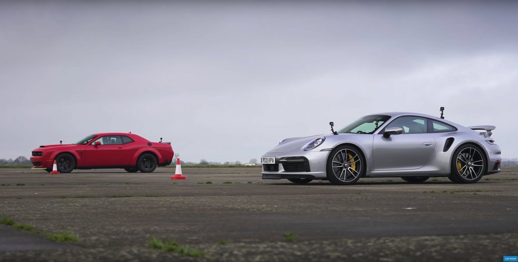 Drag Race: Porsche 911 Turbo S vs. Dodge Demon