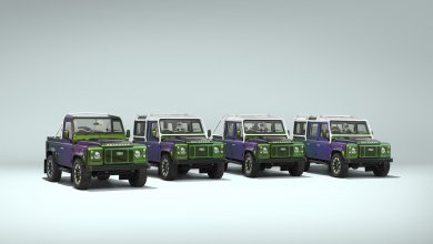 Land Rover Classic Defender V8 Familie in Spectral Green alle vier Varianten 2026