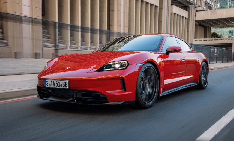 Porsche Taycan Modelljahr 2027 mit E-Shift, Seitenansicht