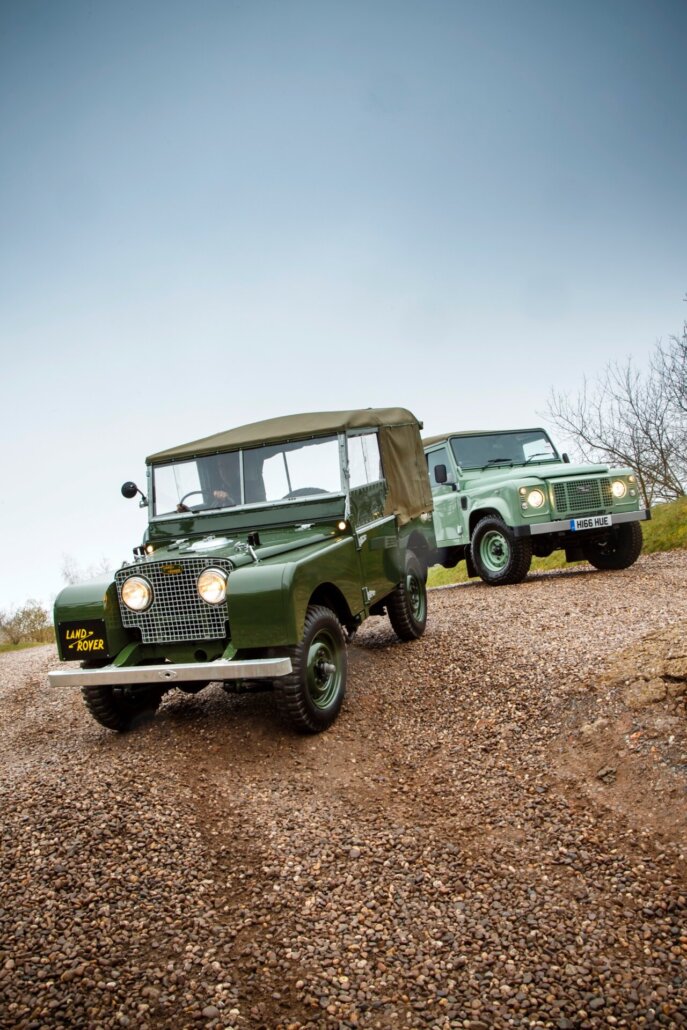 Land Rover Series I von 1948, historische Aufnahme aus dem Jaguar-Land-Rover-Archiv, Ursprung der Defender-Baureihe