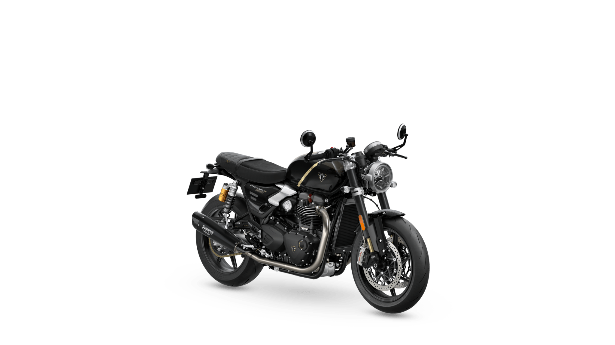 Triumph Speed Twin 1200 TFC in der Lackierung Obsidian Gold, Seitenansicht