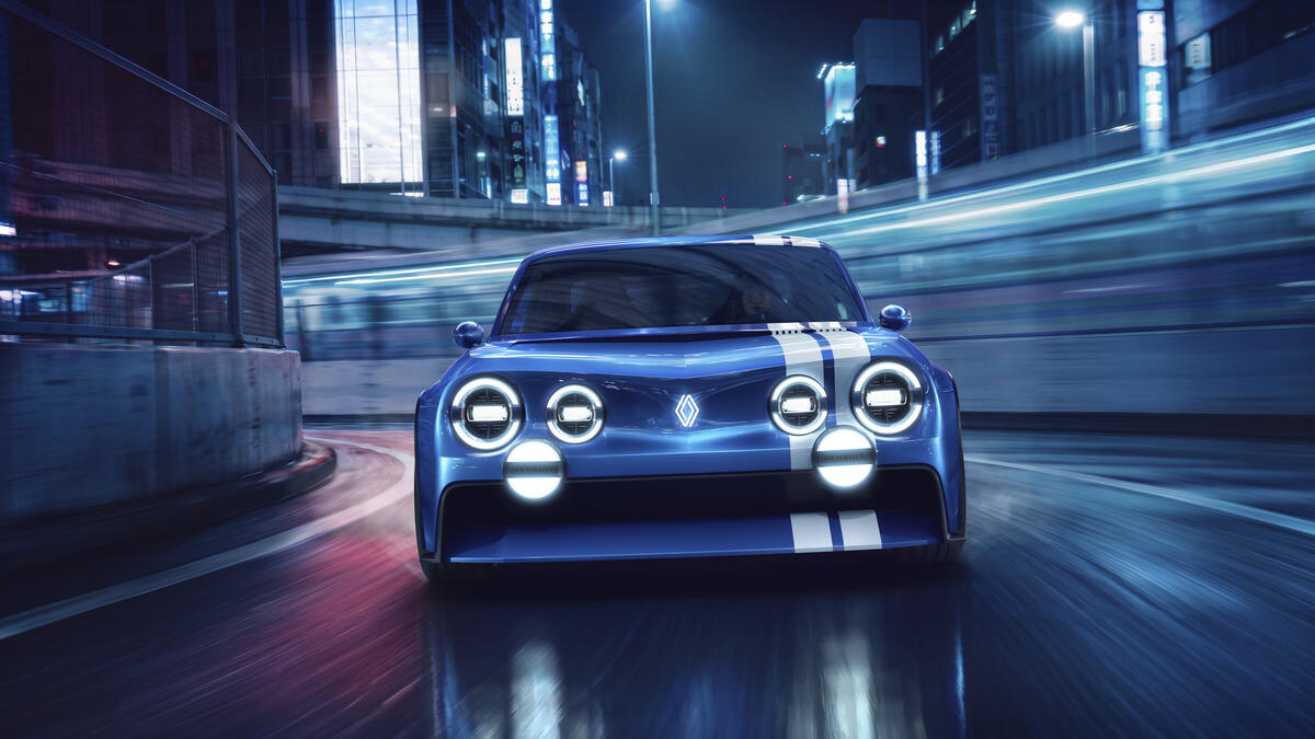 Renault 8 Gordini Concept Frontansicht mit sechs runden Scheinwerfern