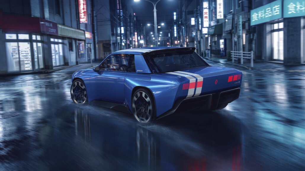 Renault 8 Gordini Concept Heck mit doppeltem weißem Streifen