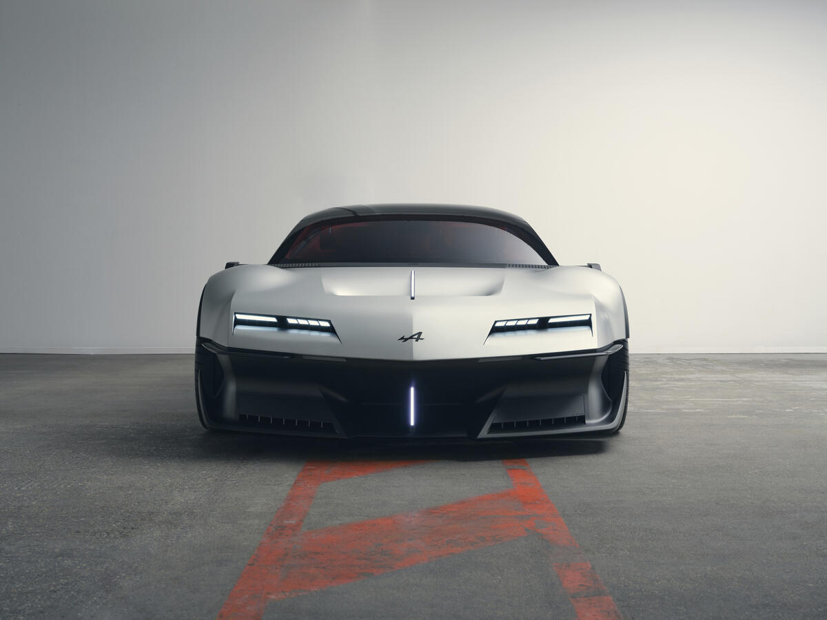 Alpine A310 Vision frontal mit Pop-down-Scheinwerfern