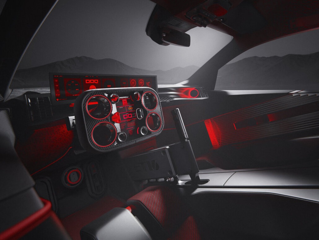 Cockpit des Peugeot E-T16 Concept mit Hypersquare-Lenkrad
