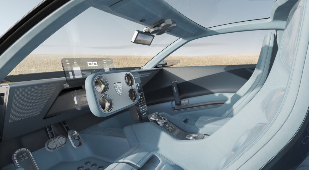 Peugeot RCZ Vision: Innenraum mit Hypersquare-Lenkrad und transparentem Display