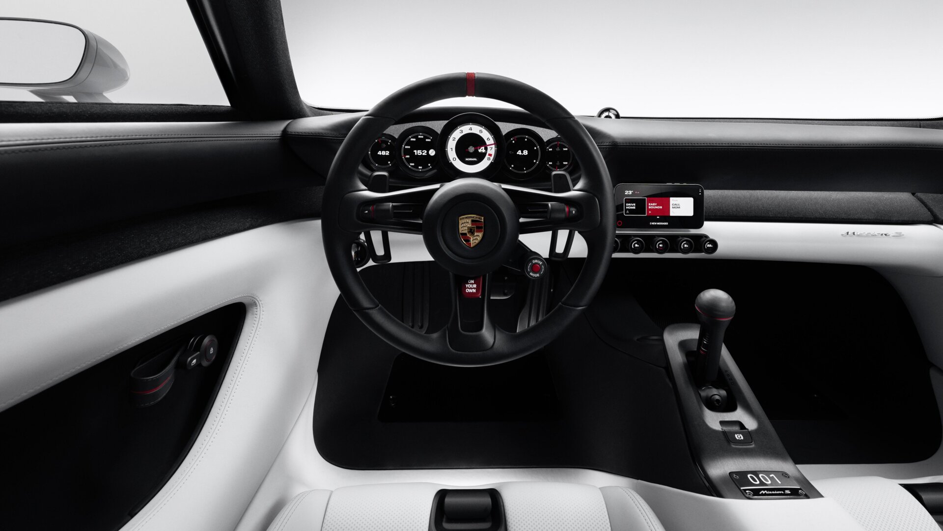Porsche Mission S Fahrerplatz mit reduzierten digitalen Flächen